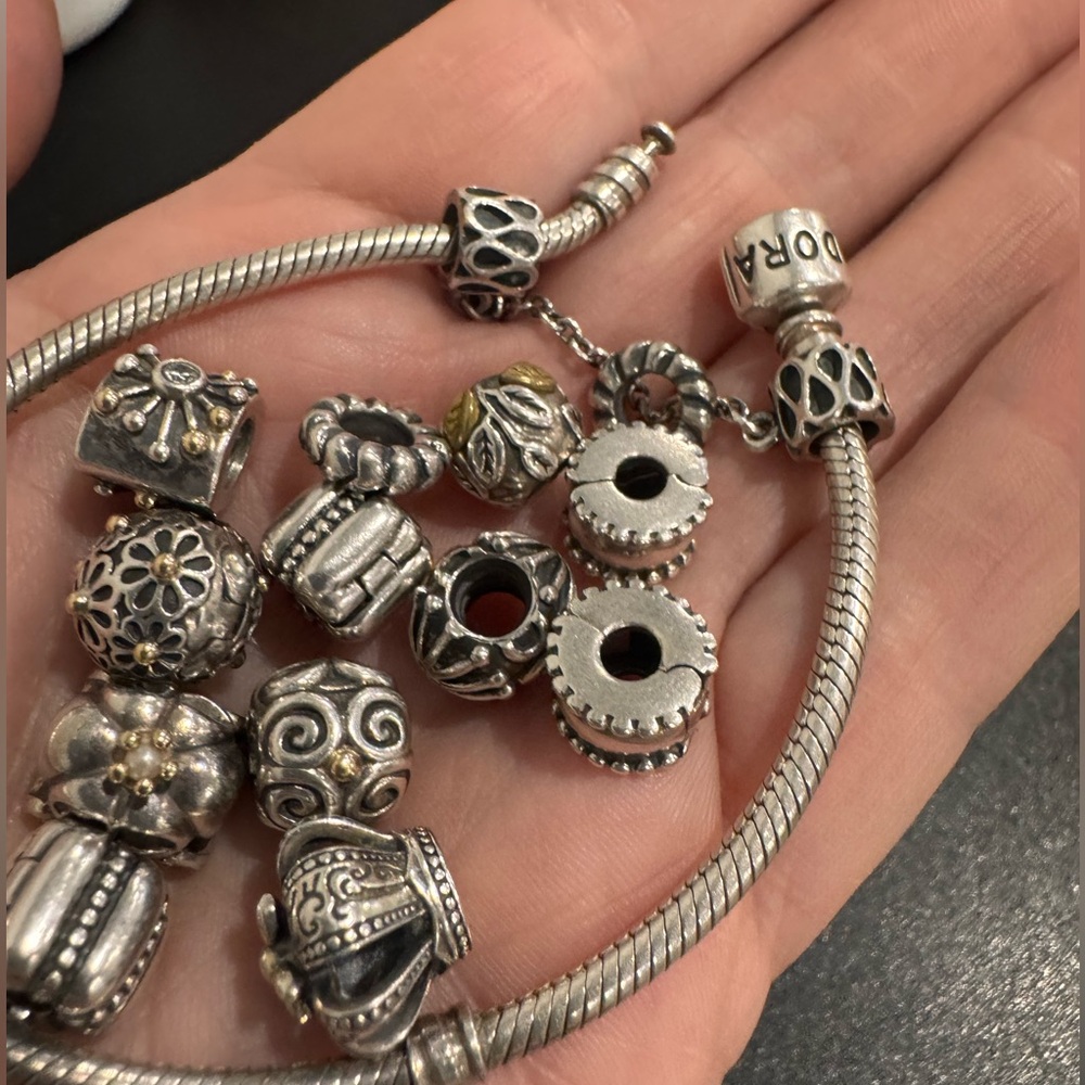 two Pandora silver charms